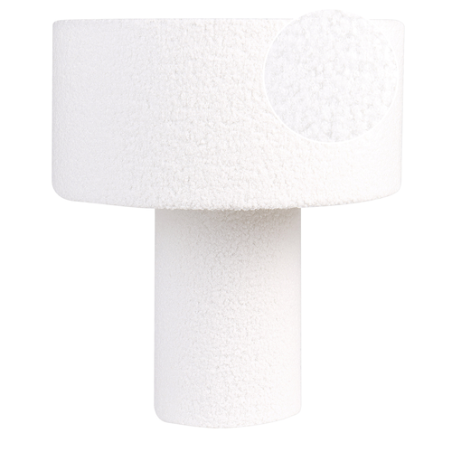 Nachttischlampe Weiß Sockel Boucle Trommel Schirm 40 cm Modern Style Wohnzimmer Schlafzimmer