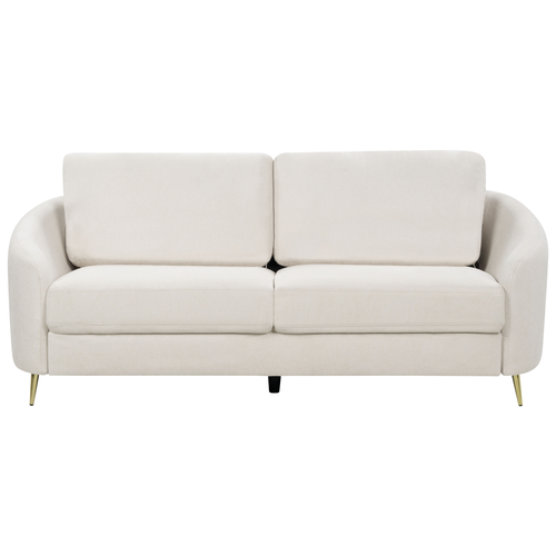 3-Sitzer Sofa Hellbeige Stoffbezug mit Armlehnen Goldenen Metallfüßen Glamourös Modern Wohnzimmer Schlafzimmer Möbel Sitzmöbel