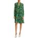 Pina Floral Pleated Long Sleeve Shift Dress