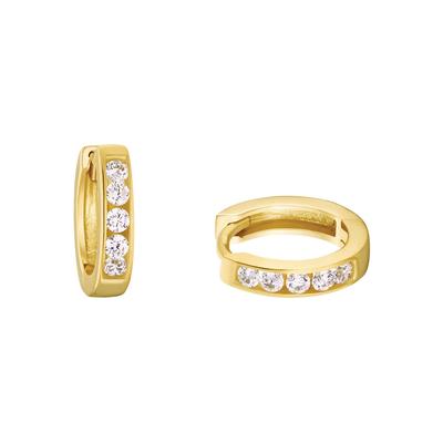 Paar Creolen AMOR "2014167", gold (goldfarben,weiß, kristallweiß), Ohrringe, Damen, Gelbgold 375, Made in Germany - mit Zirkonia (synth.) Image