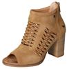 Sandalette MUSTANG SHOES, Damen, Gr. 37, braun (hellbraun), Lederimitat, feminin, Schuhe Ankleboots Peeptoe Sommerboots Stiefelette, Sommerschuh, Sandale, mit praktischem Fersenreißverschluss