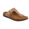 Zehentrenner ROHDE "Rodigo-D", Damen, Gr. 38, beige (natur), Leder, klassisch, Schuhe, Keilabsatz, Sommerschuh, Schlappen, Hausschuh mit Schnallenverschluss