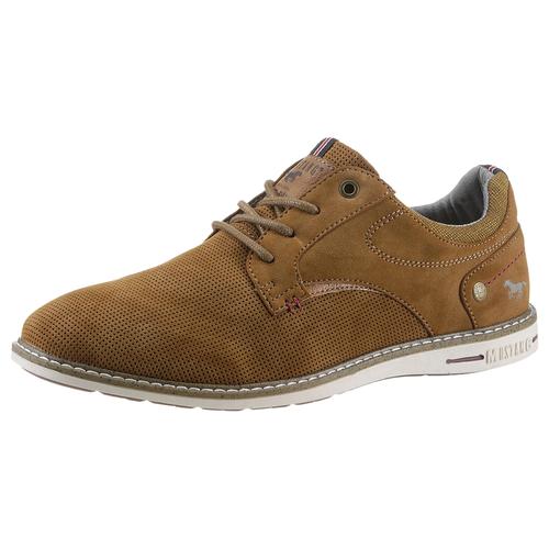 Schnürschuh MUSTANG SHOES Gr. 44, braun (cognac) Herren Schuhe Freizeitschuh, Halbschuh, Schnürschuh mit Perforation