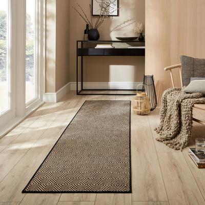 Teppich FLAIR RUGS "Jute Diamond", schwarz, B:60cm H:4mm L:600cm, Jute, Teppiche, Jute Teppich Image