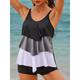 Women's Swimwear Tankini 2 Piece Swimsuit Color Block Vacation Bathing Suits