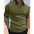 Men's Button Up Polos Polo Shirt Casual Holiday Lapel Short Sleeve Fashion Basic Plain Classic Summer Regular Fit Black Army Green Khaki Grey Button Up Polos