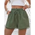 Women's Shorts Polyester Plain Depression Green Simple High Waist Vacation