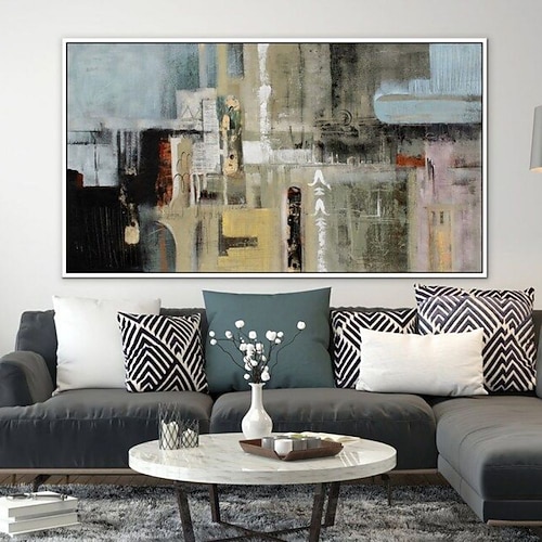 handgefertigtes Ölgemälde auf Leinwand, Wandkunst, Dekoration, modern, abstrakt, für die Inneneinrichtung, gerollt, rahmenlos, ungedehntes Gemälde Image