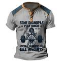 Opa Lustiger Slang Brautkleider schlicht Herren 3D-Druck Henley Shirt T-Shirt T-Shirt Sports Outdoor Casual Täglich T-Shirt Blau Grün Khaki Kurzarm Schnürkragen Henley Hemd Frühling Sommer Bekleidung