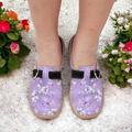 Damen Flache Schuhe Hausschuhe Slippers Slip-Ons Schuhe bedrucken Segeltuch-Schuhe Täglich Urlaub Reise Blumen Schnalle Flacher Absatz Runde Zehe Urlaub Brautkleider schlicht Komfort Leinwand