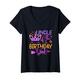 Damen Onkel des Geburtstags Mädchen Einhorn Familienfeier T-Shirt mit V-Ausschnitt