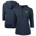 Women's Cutter & Buck Navy ETSU Buccaneers Vault DryTec Virtue Eco Pique Recycled 3/4-Sleeve Half-Zip Pullover Hoodie