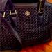 Tory Burch Bags | Large Tory Burch Leather Woven Bag Crossbody | Color: Black | Size: Large