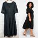 Madewell Dresses | Madewell Lightspun Button Front Tiered Midi Dress Lightweight Gauzy Black 18w | Color: Black | Size: 18w