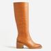J. Crew Shoes | J Crew Knee-High Stacked-Heel Boots In Leatheritem Bj870 | Color: Cream | Size: 8.5