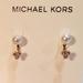 Michael Kors Jewelry | Michael Kors Pearl Earrings Luxe Lustrous White Stud & Sparkly Crystal Drop Nwt | Color: Gold/White | Size: Os