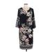 JM Collection Casual Dress - Shift: Black Floral Motif Dresses - New - Women's Size Large