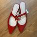 Zara Shoes | Nwt Zara|| Flat Red Kitten Heel Ballet Flats Size 6.5 | Color: Red | Size: 6.5