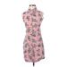 No Boundaries Casual Dress - Shirtdress: Pink Floral Motif Dresses - Women's Size X-Small