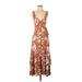 Anthropologie Casual Dress - Wrap: Brown Floral Motif Dresses - Women's Size X-Small Petite