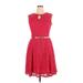 London Style Cocktail Dress - Fit & Flare: Red Brocade Dresses - Women's Size 14