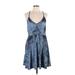 R. Vivimos Casual Dress - Fit & Flare: Blue Jacquard Dresses - New - Women's Size Large