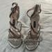 Nine West Shoes | Like New! Nine West Silver Strappy Heels - 4" Heel Size 8m Jeweled Straps | Color: Silver | Size: 8