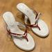 Coach Shoes | Coach Landis Red & White Italian Leather Kitten Heels Size 7.5 B Slides, Thong | Color: Red/White | Size: 7.5