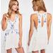 Free People Dresses | Free People Adelaide White Blue Floral Embroidered Slip Dress Xs | Color: Blue/White | Size: Xs