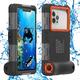 LANYOS Compatible for Samsung Galaxy and iPhone Series Professional [15m/50ft] Diving Snorkeling SG Waterproof Case, Full Body with Built in Screen Protector Clear Cover (SG Black-Orange)