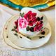 Colclough 'Dark red/pink tea roses' cup and saucer