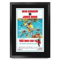 HWC Trading A3 FR James Bond - You Only Live Twice Movie Poster Sean Connery Signed Gift FRAMED A3 Printed Autograph Film Gifts Print Photo Picture Display