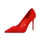 CCAFRET High Heels Flock Heels Shoes Women High Stiletto Thin Heels Party Office Lady Pumps Shoes Pointed Toe (Color : Red, Size : 6.5)