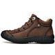 CCAFRET Mens gym shoes Outdoor Men's Boots Genuine Leather Casual Shoes Motorcycle Warm Winter Boots for Men Upscale Ankle Shoes High Quality (Color : Brown, Size : 12.5 UK)