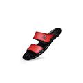 CCAFRET Men sandals Summer Shoes Men Sandals Slip-on Leather Beach Mens Slippers Platform Black Male Sandals Rubber Shoes (Color : Red, Size : 8.5)