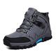 VOSMII Sneakers Men's winter snow boots waterproof leather sneakers Super warm men's boots Outdoor men's hiking boots Work shoes. (Color : Gray, Size : 9)