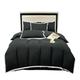 Double Bed Sheets And Duvet Cover Plain Black Edge Brushed Four-piece Quilt Cover Sheet Sheet Fitted Sheet Washed Cotton Bedding Simple Fiber Set Bed Sheet Set (Color : Black, Size : 1.8mA)