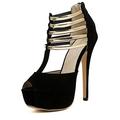 CCAFRET High Heels Sexy Platform high-Heeled Shoes Open Toe Ankle Strap Women's Shoes Women's Designer high-Heeled Shoes Women's high-Heeled Shoes (Color : Schwarz, Size : 5)