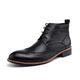 CCAFRET Men shoes Men's Leather Boots British Style Men Boot Shoes Men's Casual Boots Brogue Design Ankle Boots for Men (Color : Schwarz, Size : 7)