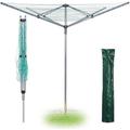 FAHAAM 60M Heavy Duty 4 Arm Outdoor Rotary Clothes Airer, Portable Folding Rotary Washing Line, Rotary Washing Line Spike, 4 Arm Rotary Washing Line for Outdoor & Garden