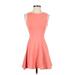Talula Casual Dress - Fit & Flare Boatneck Sleeveless: Orange Solid Dresses - Women's Size X-Small