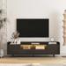 Modern Black TV Stand, 16 Colors LED TV Stand w/Remote Control Lights