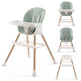 6-in-1 Convertible High Chair for Babies and Toddlers, Baby Feeding Chair with Adjustable Legs & Double Dishwasher Safe Tray,