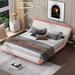 Contemporary Wave-Like Design Queen Size Upholstery Platform Bed Frame