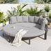 Patio Furniture Set, 4 Piece Round Daybed Sunbed, All Weather Metal Sectional Sofa Set with Cushions, Outdoor Conversation Set