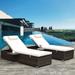 2-Piece Outdoor Patio Chaise Lounge Chair,Lying in bed with PE Rattan and Steel Frame,PE Wickers