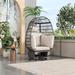 Outdoor Swivel Chair with Cushions, Rattan Egg Patio Chair with Rocking Function for Balcony, Poolside and Garden