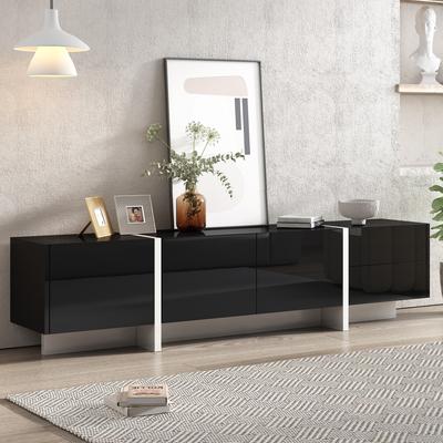 Trendy white and black modern rectangular design TV cabinet for TVs up to 80 inches