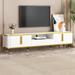 TV Stand with Open Storage Shelf for TVs Up to 85", Entertainment Center with Cabinets and Drawers, Practical Media Console