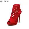 QPLYXCO 2017 Neue verkauf Große kleine Größe 28-52 sandalen qualität nubukleder high heel frauen sexy mode dame Party schuhe 588